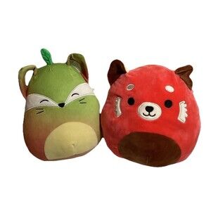 Squishmallows 8" Cici Red Panda & Fife The Pear Fox Stuffed Animal Toy Kellytoy